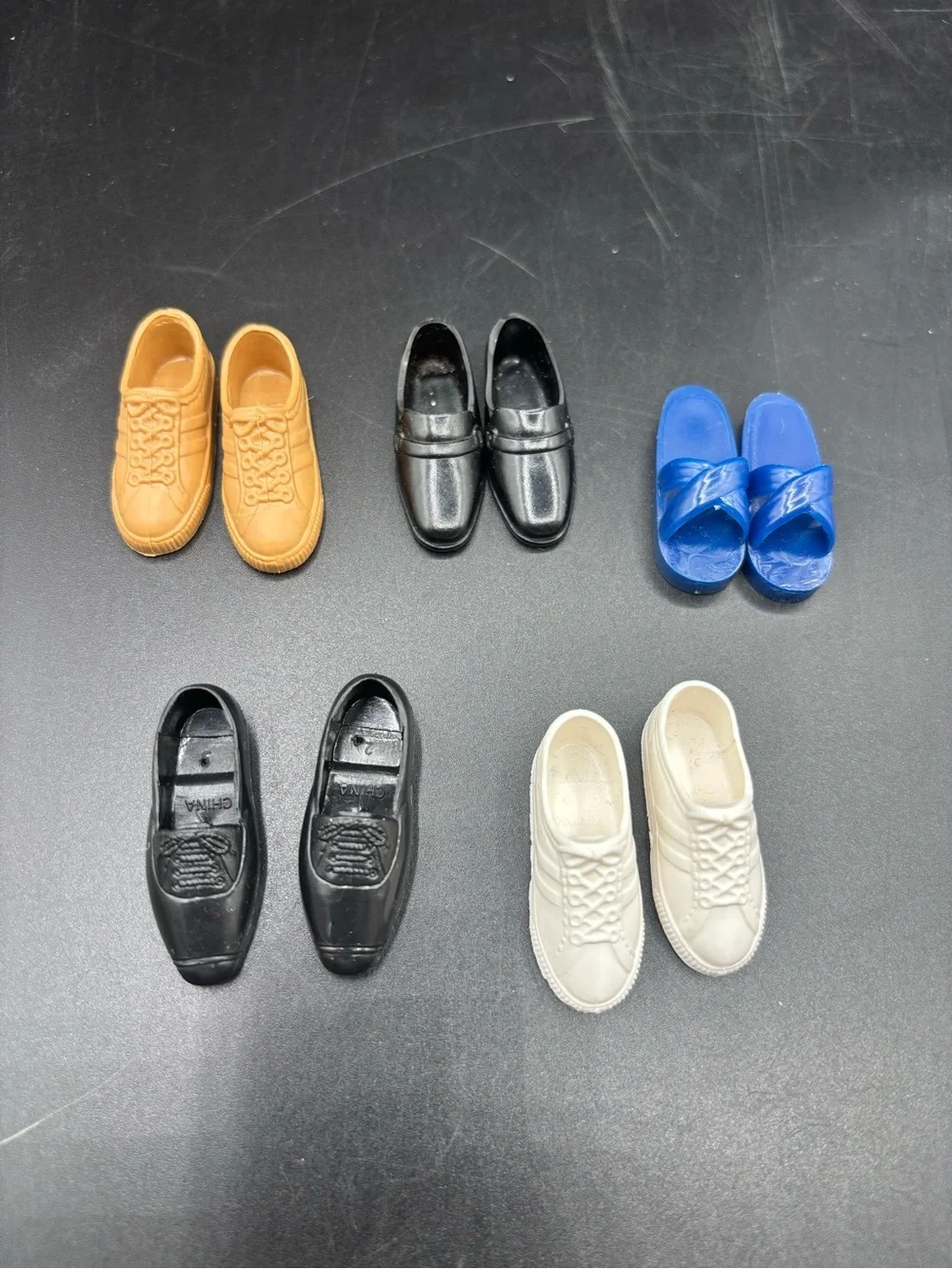 Vintage Ken Doll Shoes Barbie Sandals Sneakers Tennis Brown Black Blue 5 Pair